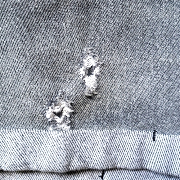 Levi's 501 Gray Denim Button Fly Cuff destroyed shorts custom 31 - Picture 2 of 8